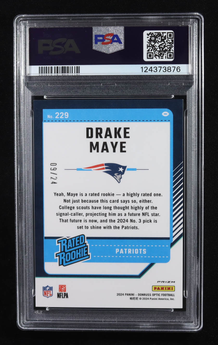 Drake Maye 2024 Donruss Optic Dragon #229 #9/24 RR (PSA 9) at PristineAuction.com Drake Maye 2024 Donruss Optic Dragon #229 #9/24 RR (PSA 9) at PristineAuction.com