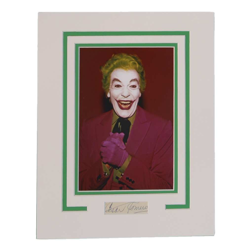 Cesar Romero Signed "Batman" Custom Matted Cut Display (AutographCOA) at PristineAuction.com Cesar Romero Signed "Batman" Custom Matted Cut Display (AutographCOA) at PristineAuction.com