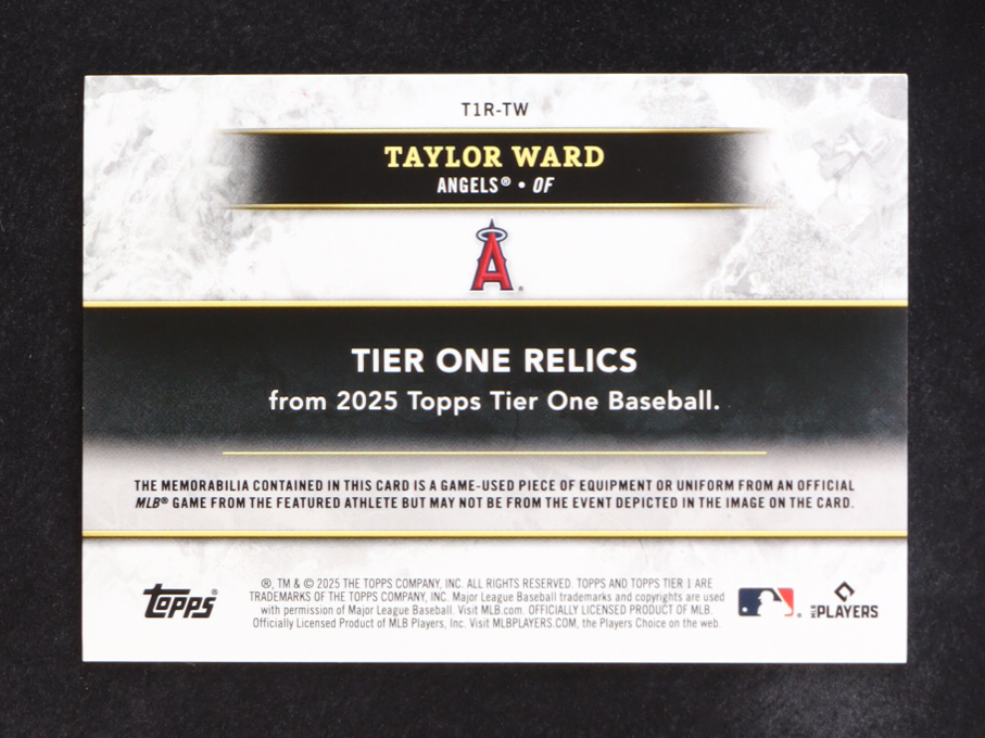 Taylor Ward 2025 Topps Tier One Relics #T1RTW #16/199 at PristineAuction.com Taylor Ward 2025 Topps Tier One Relics #T1RTW #16/199 at PristineAuction.com