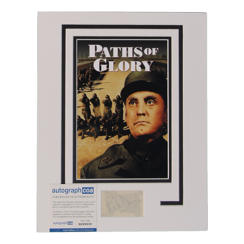 Kirk Douglas Signed "Paths of Glory" 11x14 Custom Matted Cut Display (AutographCOA) at PristineAuction.com Kirk Douglas Signed "Paths of Glory" 11x14 Custom Matted Cut Display (AutographCOA) at PristineAuction.com