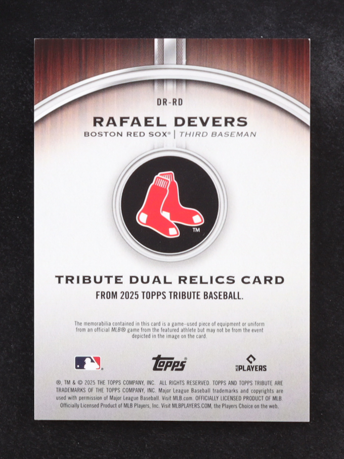 Rafael Devers 2025 Topps Tribute Dual Relics #DRRD #26/199 at PristineAuction.com Rafael Devers 2025 Topps Tribute Dual Relics #DRRD #26/199 at PristineAuction.com