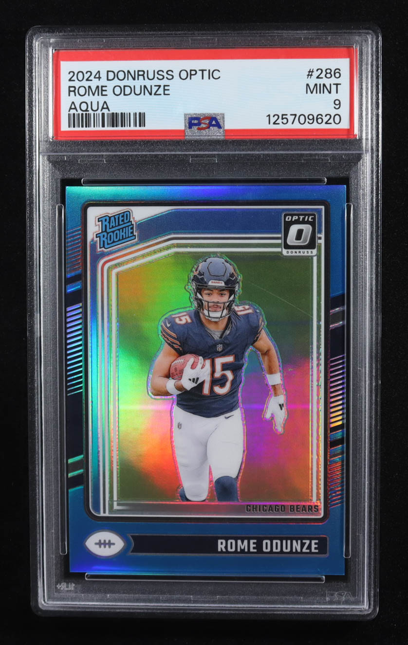Rome Odunze 2024 Donruss Optic Aqua #286 #179/299 RR (PSA 9) at PristineAuction.com Rome Odunze 2024 Donruss Optic Aqua #286 #179/299 RR (PSA 9) at PristineAuction.com