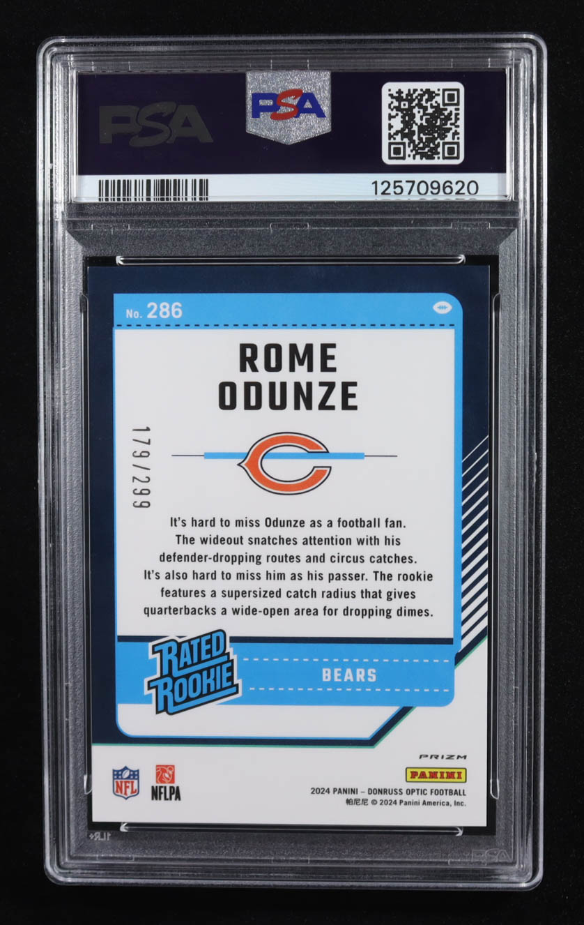 Rome Odunze 2024 Donruss Optic Aqua #286 #179/299 RR (PSA 9) at PristineAuction.com Rome Odunze 2024 Donruss Optic Aqua #286 #179/299 RR (PSA 9) at PristineAuction.com