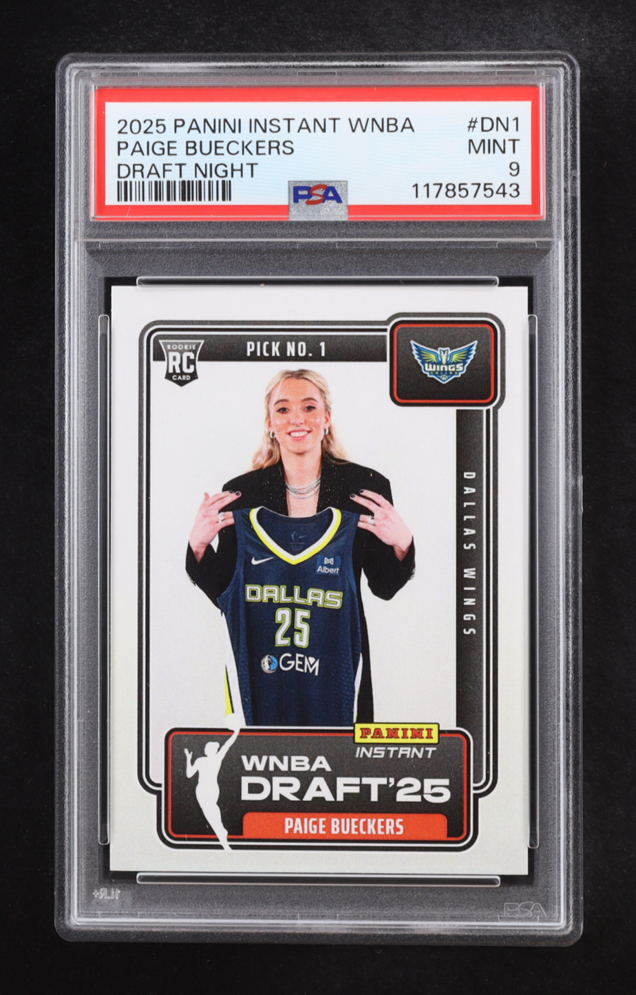 Paige Bueckers 2025 Panini Instant WNBA Draft Night #DN1 RC (PSA 9) at PristineAuction.com Paige Bueckers 2025 Panini Instant WNBA Draft Night #DN1 RC (PSA 9) at PristineAuction.com