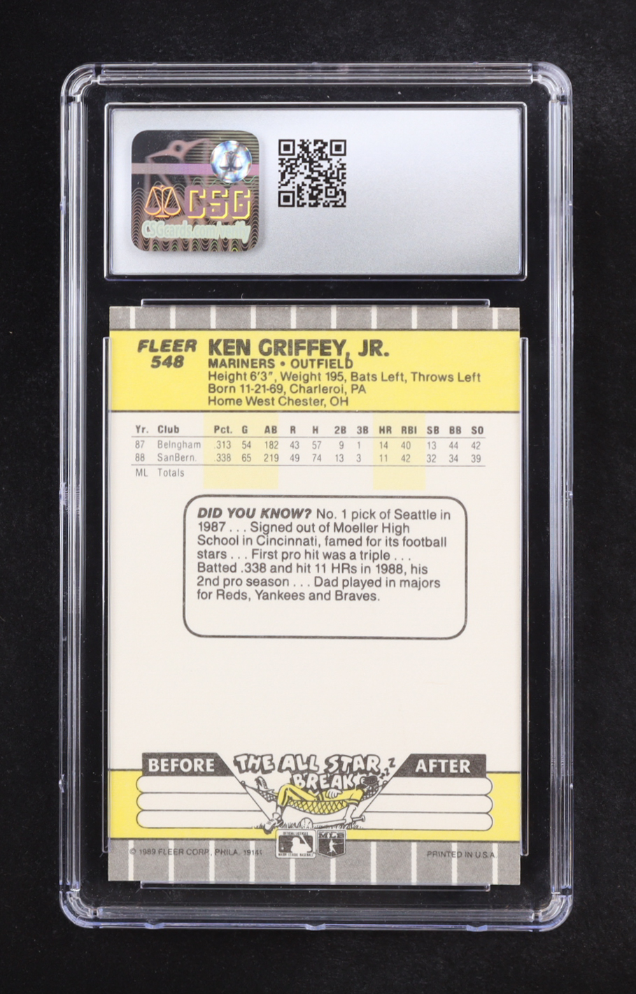 Ken Griffey Jr. 1989 Fleer #548 RC (CSG 9) at PristineAuction.com Ken Griffey Jr. 1989 Fleer #548 RC (CSG 9) at PristineAuction.com