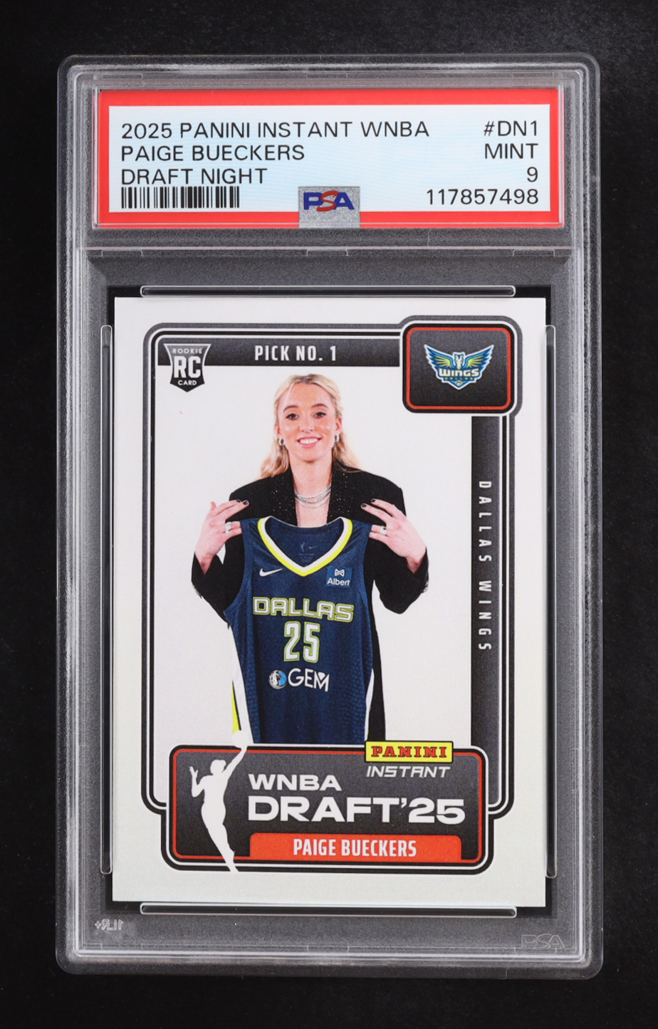 Paige Bueckers 2025 Panini Instant WNBA Draft Night #DN1 RC (PSA 9) at PristineAuction.com Paige Bueckers 2025 Panini Instant WNBA Draft Night #DN1 RC (PSA 9) at PristineAuction.com