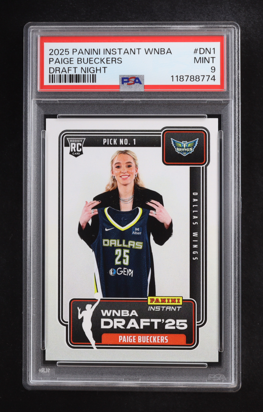Paige Bueckers 2025 Panini Instant WNBA Draft Night #DN1 RC (PSA 9) at PristineAuction.com Paige Bueckers 2025 Panini Instant WNBA Draft Night #DN1 RC (PSA 9) at PristineAuction.com