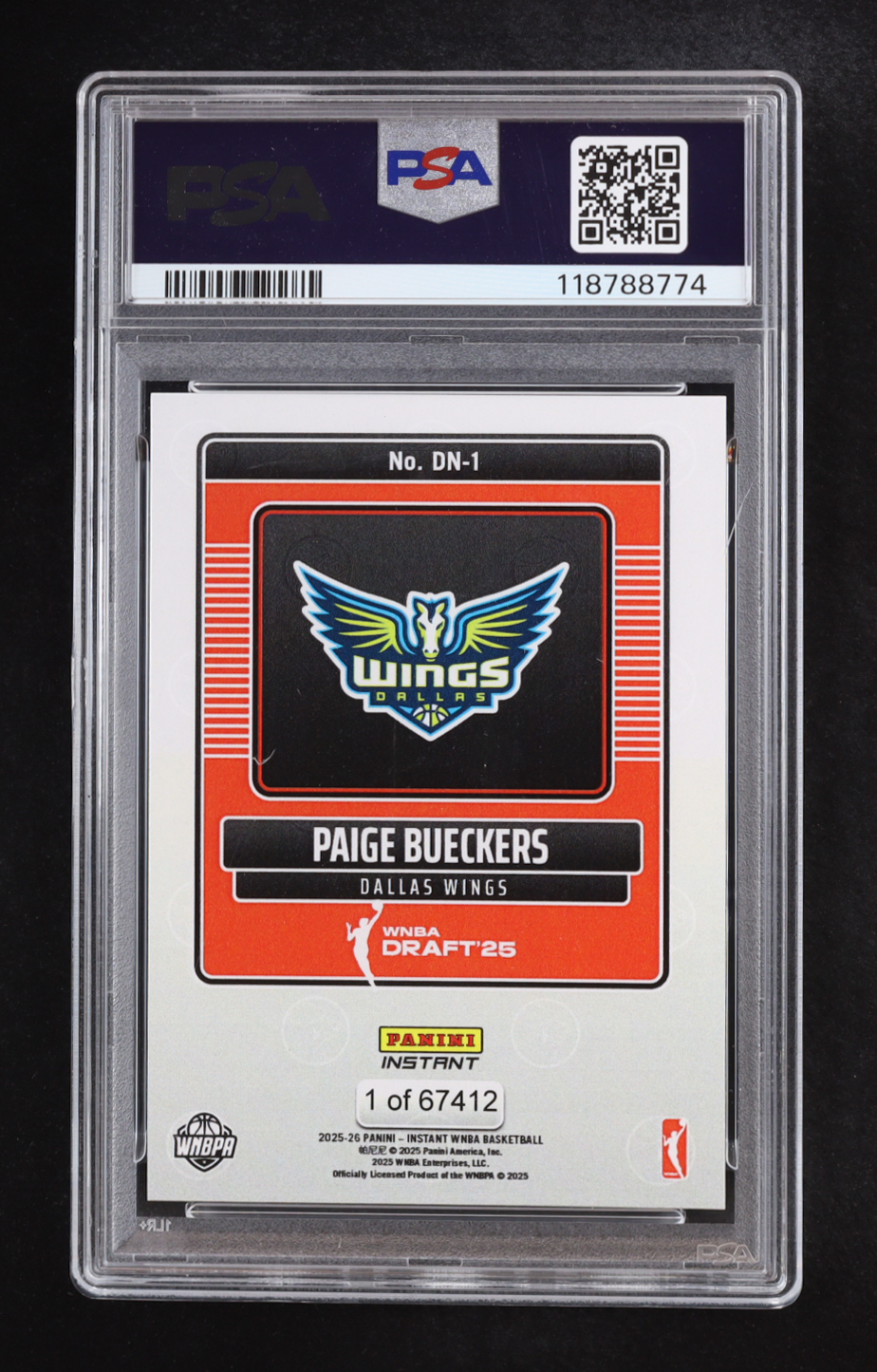 Paige Bueckers 2025 Panini Instant WNBA Draft Night #DN1 RC (PSA 9) at PristineAuction.com Paige Bueckers 2025 Panini Instant WNBA Draft Night #DN1 RC (PSA 9) at PristineAuction.com