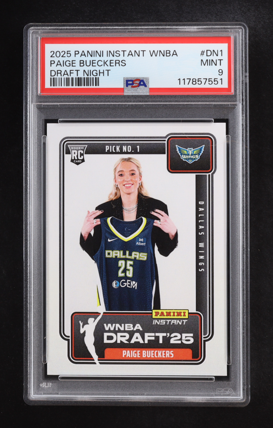 Paige Bueckers 2025 Panini Instant WNBA Draft Night #DN1 RC (PSA 9) at PristineAuction.com Paige Bueckers 2025 Panini Instant WNBA Draft Night #DN1 RC (PSA 9) at PristineAuction.com