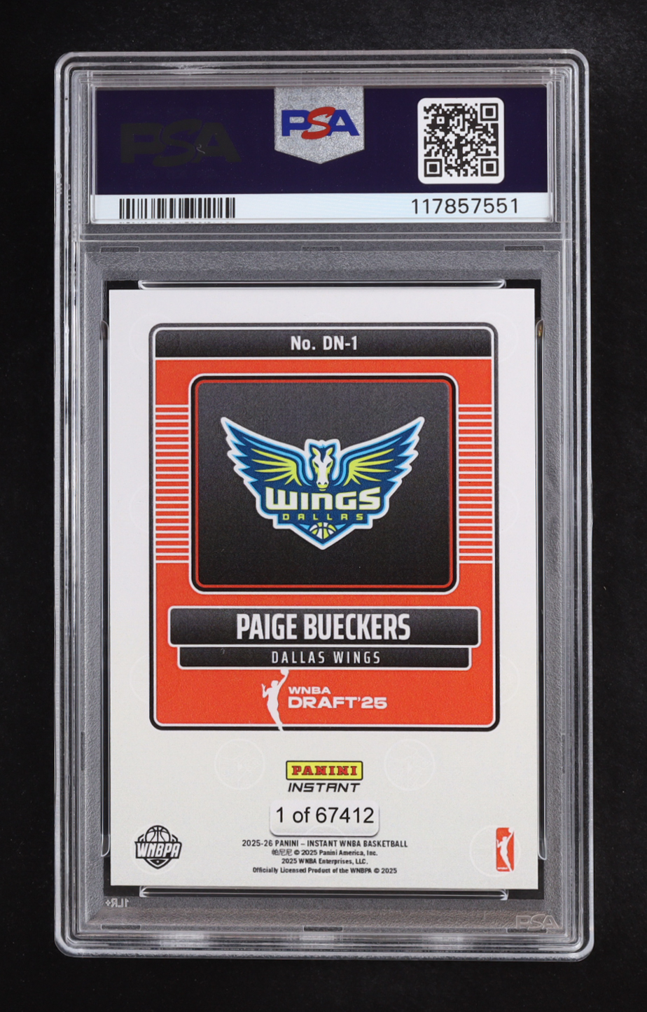 Paige Bueckers 2025 Panini Instant WNBA Draft Night #DN1 RC (PSA 9) at PristineAuction.com Paige Bueckers 2025 Panini Instant WNBA Draft Night #DN1 RC (PSA 9) at PristineAuction.com