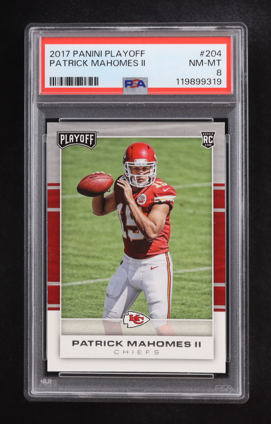 Patrick Mahomes II 2017 Playoff #204 RC (PSA 8) at PristineAuction.com Patrick Mahomes II 2017 Playoff #204 RC (PSA 8) at PristineAuction.com