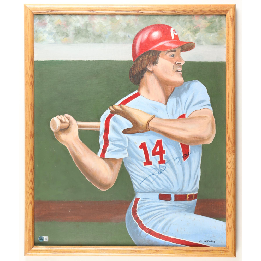 Pete Rose Signed Custom Framed Canvas Art Print (Beckett) at PristineAuction.com