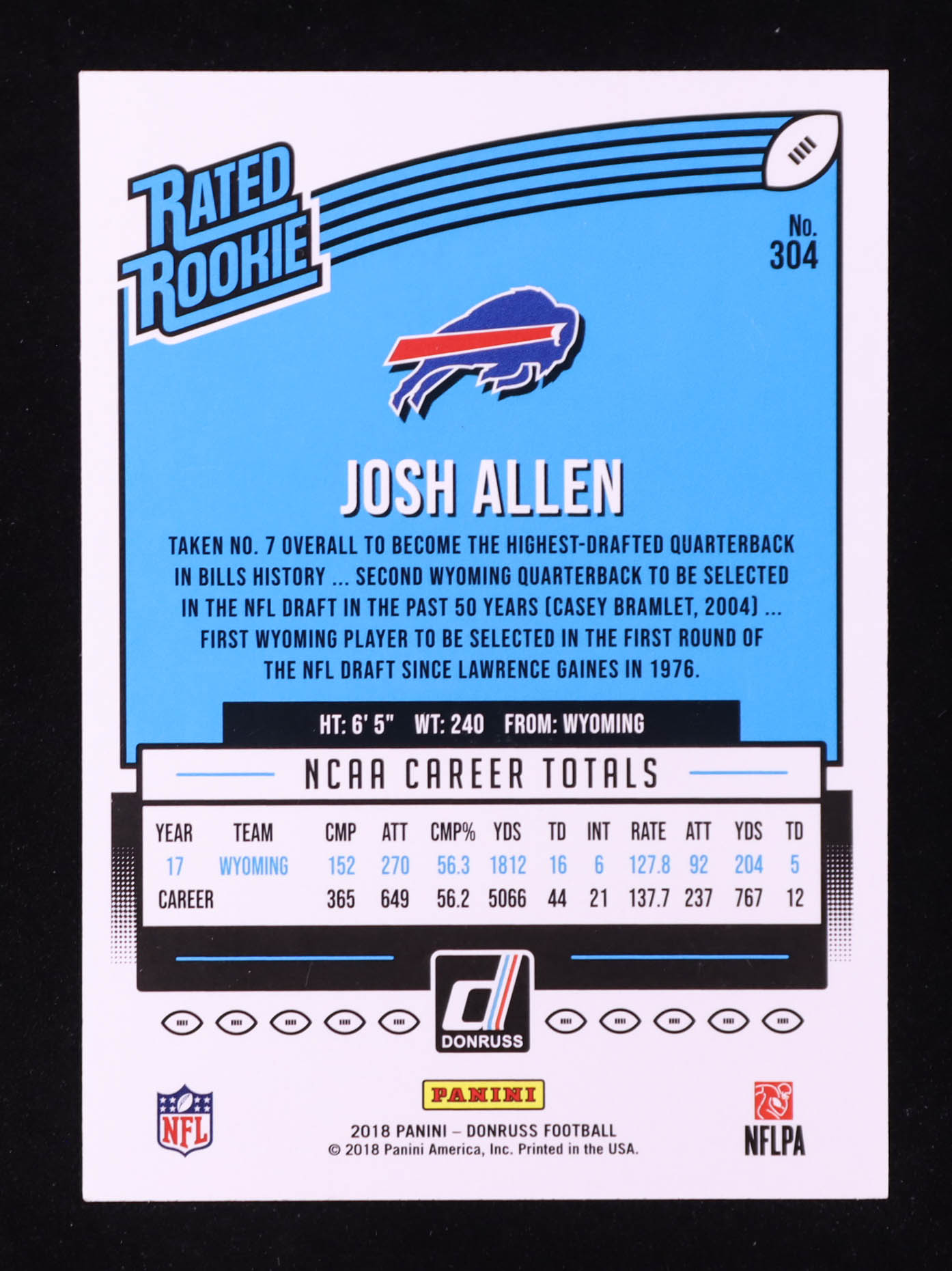 Josh Allen 2018 Donruss #304 RR RC at PristineAuction.com Josh Allen 2018 Donruss #304 RR RC at PristineAuction.com