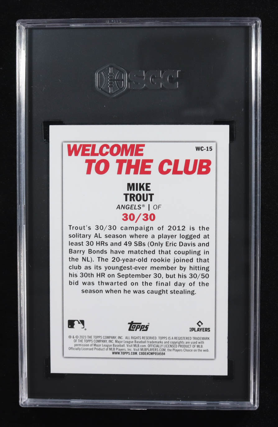 Mike Trout 2023 Topps Welcome to the Club #WC15 (SGC 10) at PristineAuction.com Mike Trout 2023 Topps Welcome to the Club #WC15 (SGC 10) at PristineAuction.com