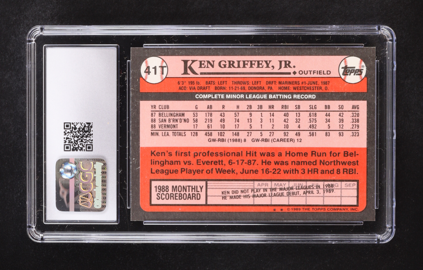 Ken Griffey Jr. 1989 Topps Traded #41T RC (CGC 9) at PristineAuction.com Ken Griffey Jr. 1989 Topps Traded #41T RC (CGC 9) at PristineAuction.com