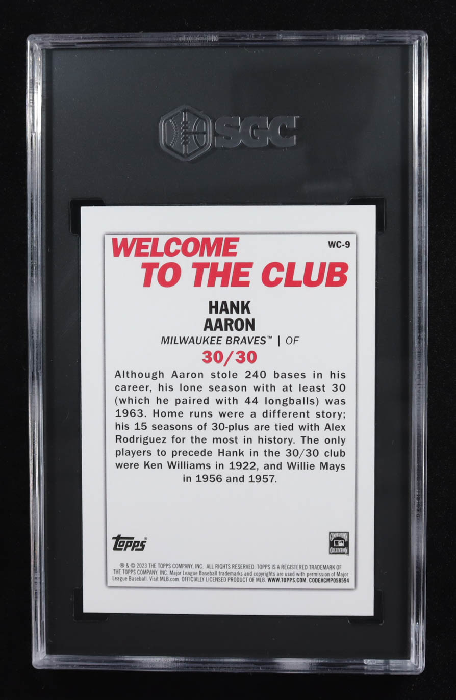 Hank Aaron 2023 Topps Welcome to the Club #WC9 (SGC 10) at PristineAuction.com Hank Aaron 2023 Topps Welcome to the Club #WC9 (SGC 10) at PristineAuction.com