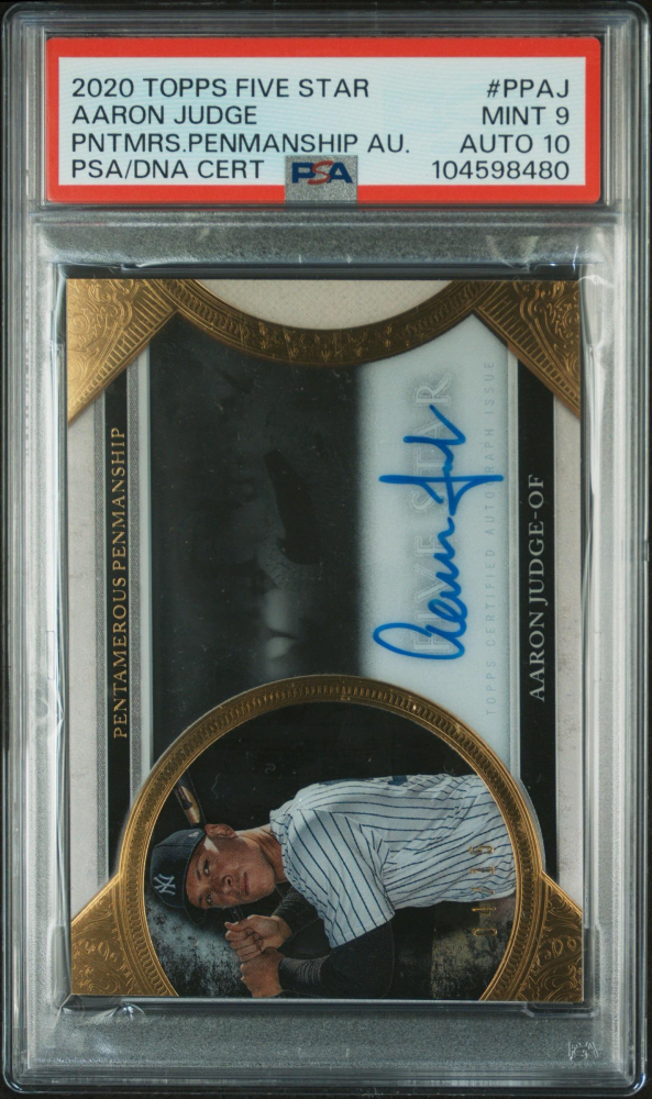 Aaron Judge 2020 Topps Five Star Pentamerous Penmanship Autographs #PPAJ #/15 (PSA 9 | Auto 10) at PristineAuction.com Aaron Judge 2020 Topps Five Star Pentamerous Penmanship Autographs #PPAJ #/15 (PSA 9 | Auto 10) at PristineAuction.com