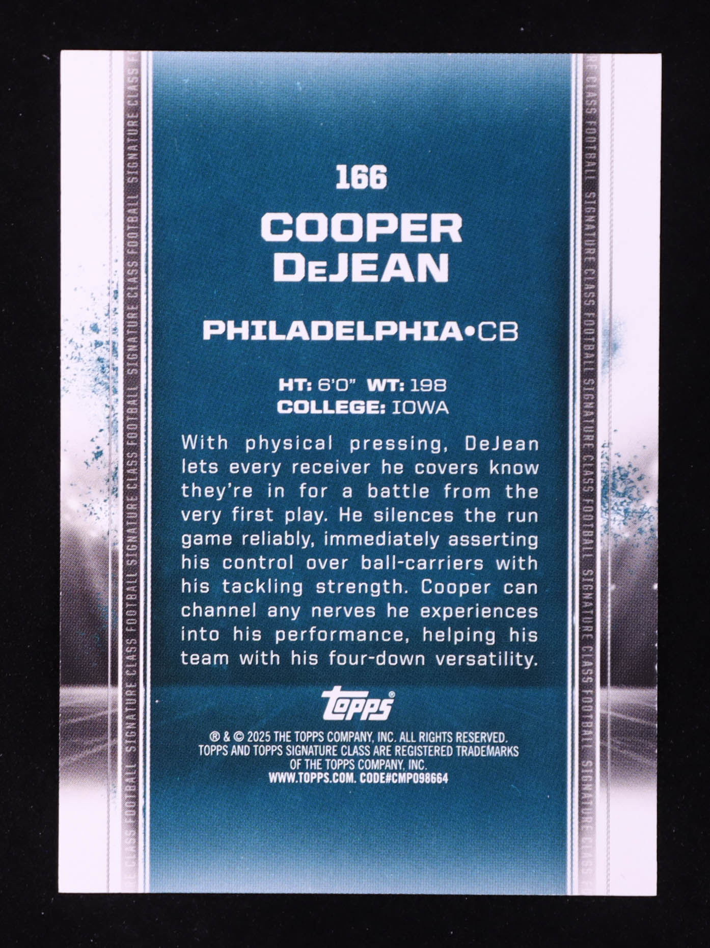 Cooper DeJean 2024 Topps Signature Class Red #166 #12/25 RC at PristineAuction.com Cooper DeJean 2024 Topps Signature Class Red #166 #12/25 RC at PristineAuction.com