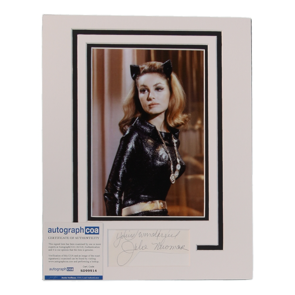 Julie Newmar Signed "Batman" Custom Matted Cut Display Inscribed "You're Wonderful" (AutographCOA) at PristineAuction.com Julie Newmar Signed "Batman" Custom Matted Cut Display Inscribed "You're Wonderful" (AutographCOA) at PristineAuction.com