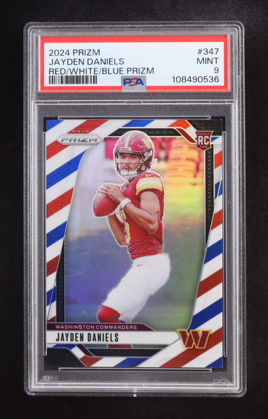 Jayden Daniels 2024 Panini Prizm Red White Blue Prizms #347 RC (PSA 9) at PristineAuction.com Jayden Daniels 2024 Panini Prizm Red White Blue Prizms #347 RC (PSA 9) at PristineAuction.com