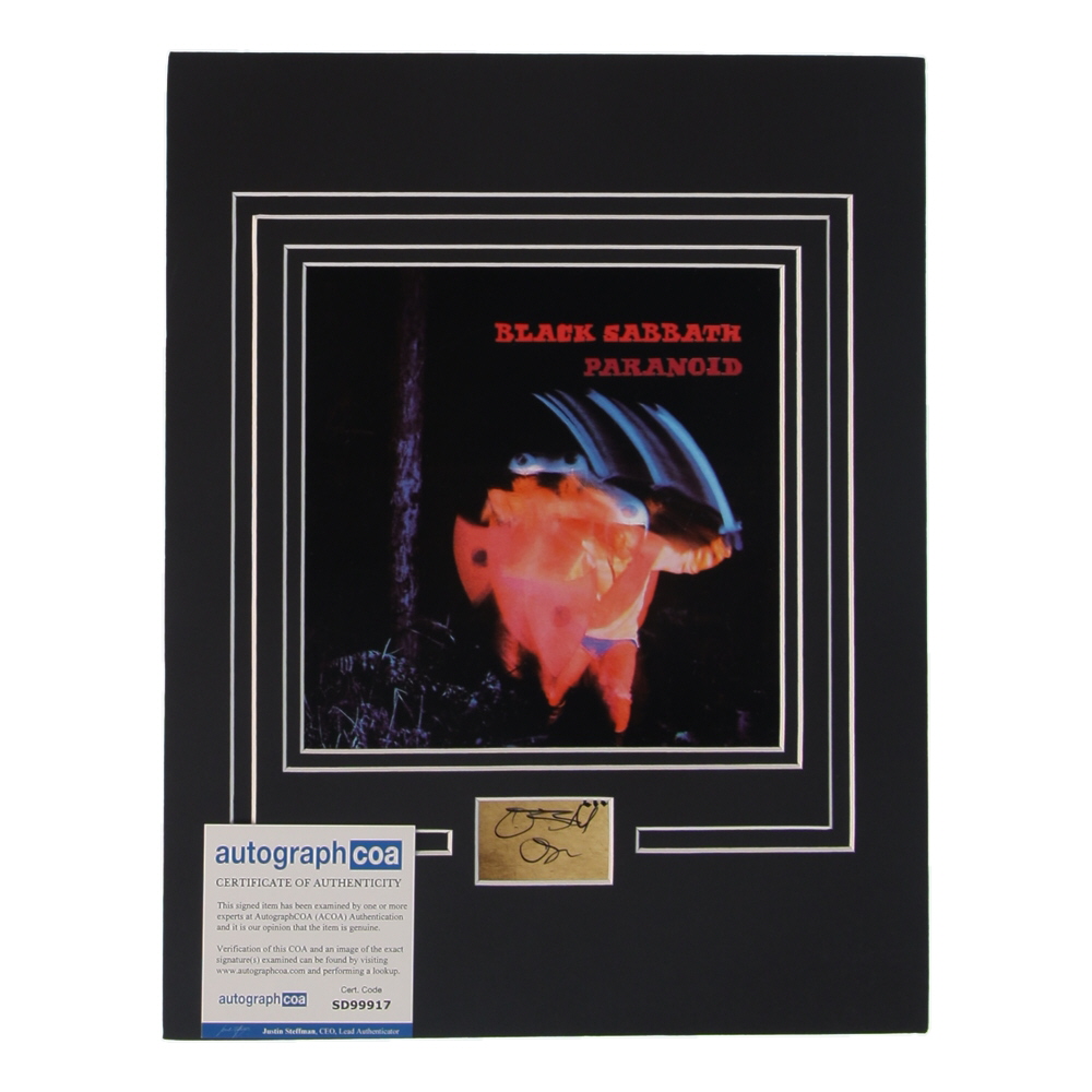 Ozzy Osbourne Signed "Paranoid" Custom Matted Cut Display (AutographCOA) at PristineAuction.com Ozzy Osbourne Signed "Paranoid" Custom Matted Cut Display (AutographCOA) at PristineAuction.com