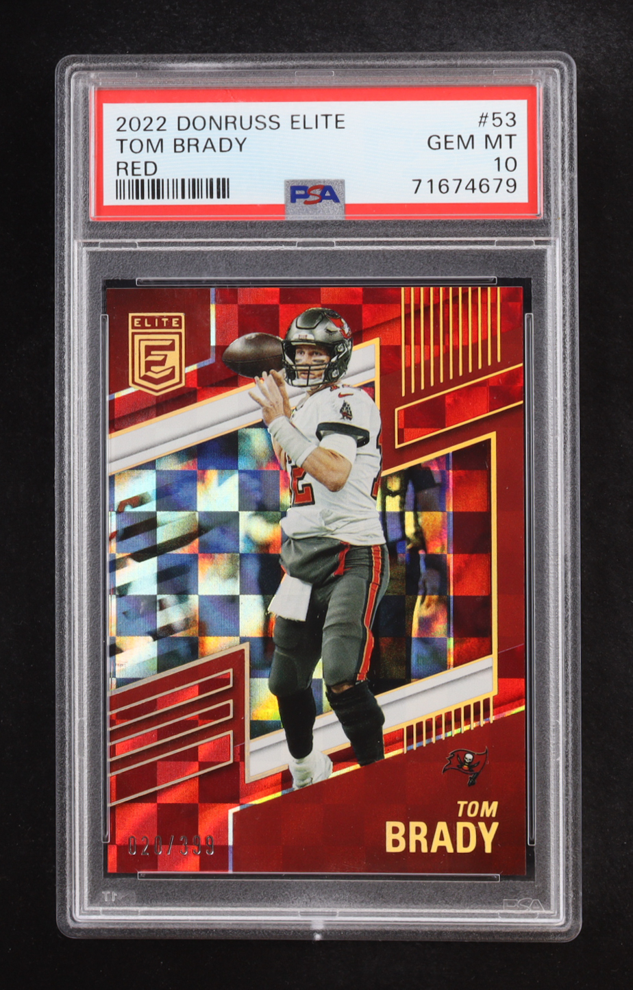 Tom Brady 2022 Donruss Elite Red #53 #20/399 (PSA 10) at PristineAuction.com Tom Brady 2022 Donruss Elite Red #53 #20/399 (PSA 10) at PristineAuction.com