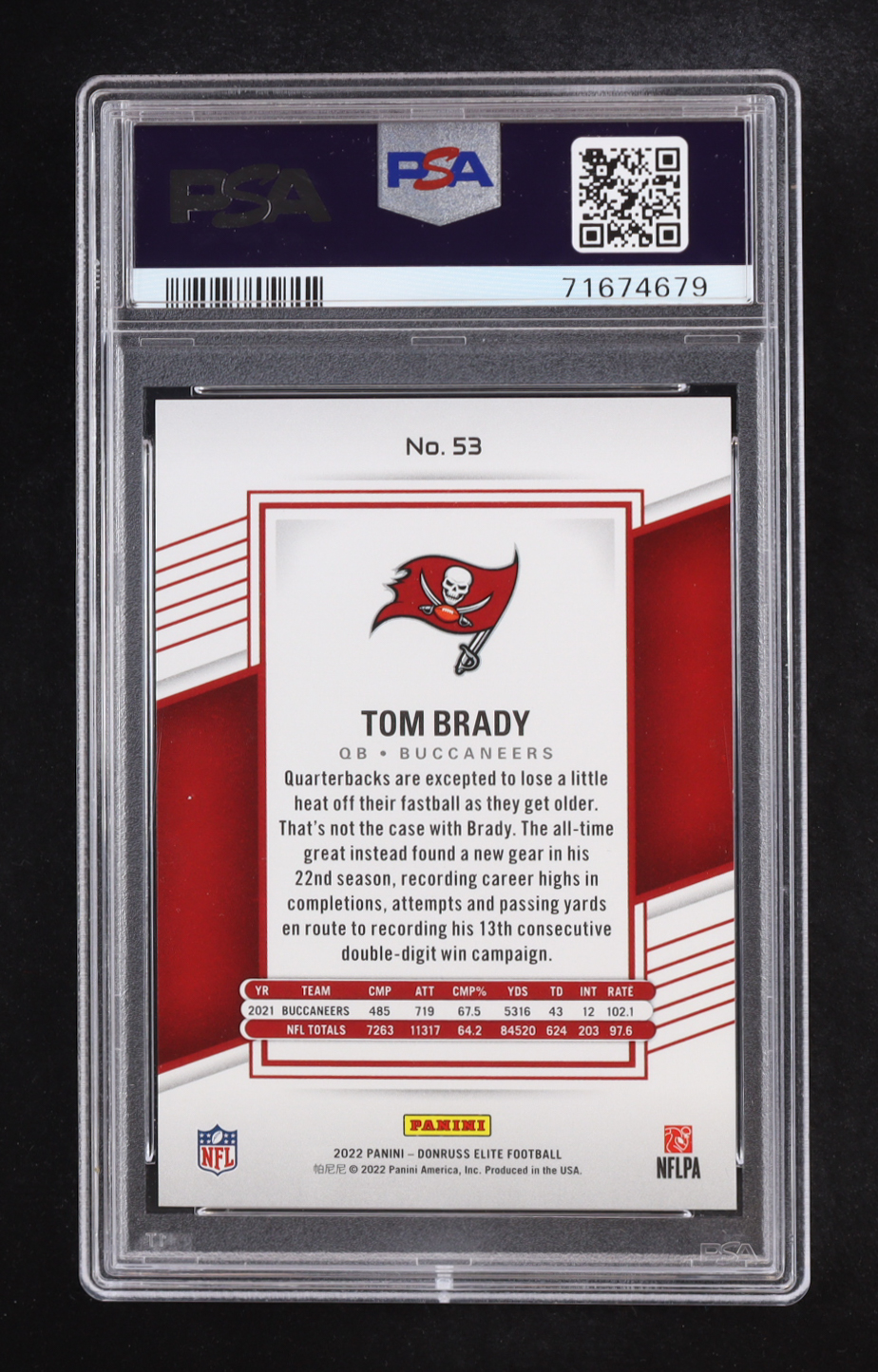 Tom Brady 2022 Donruss Elite Red #53 #20/399 (PSA 10) at PristineAuction.com Tom Brady 2022 Donruss Elite Red #53 #20/399 (PSA 10) at PristineAuction.com