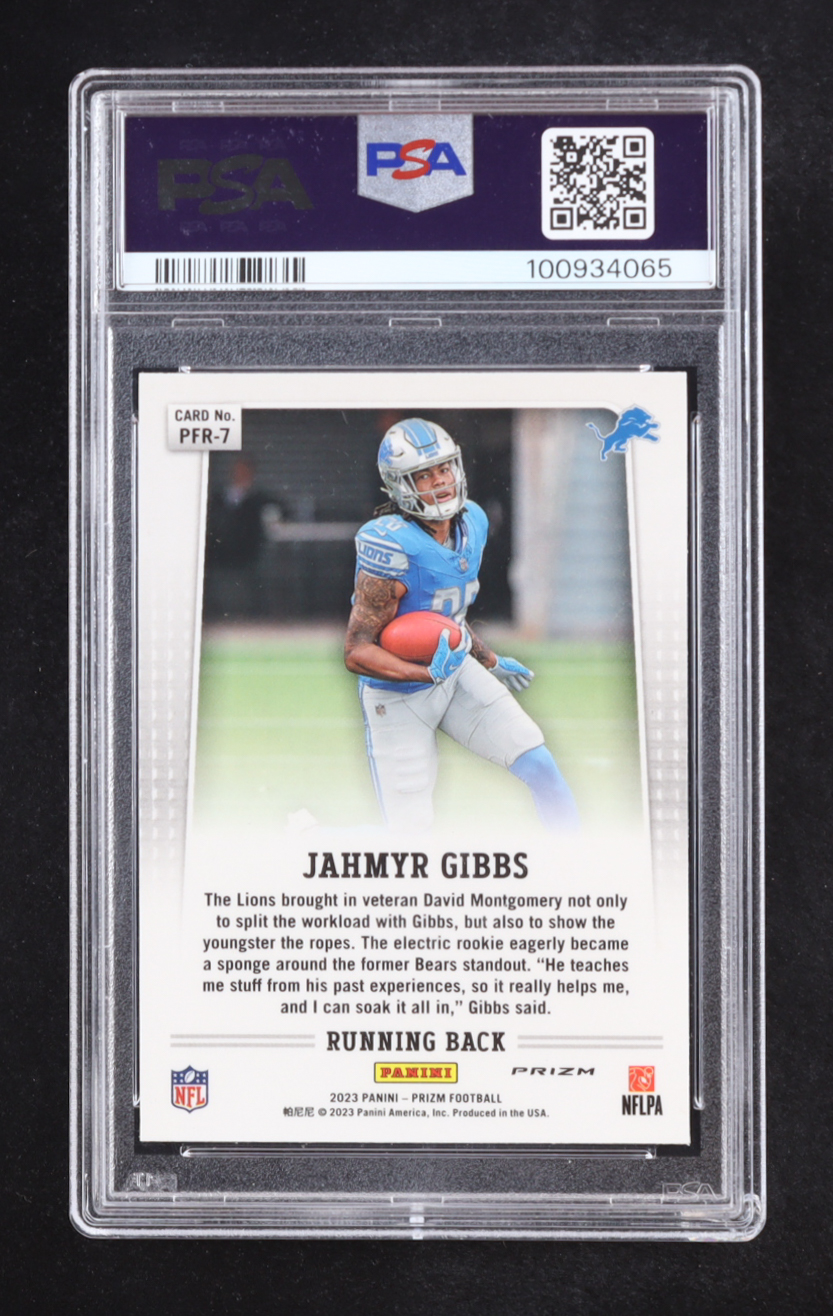 Jahmyr Gibbs 2023 Panini Prizm Flashback Rookie #PFR7 RC (PSA 10) at PristineAuction.com Jahmyr Gibbs 2023 Panini Prizm Flashback Rookie #PFR7 RC (PSA 10) at PristineAuction.com