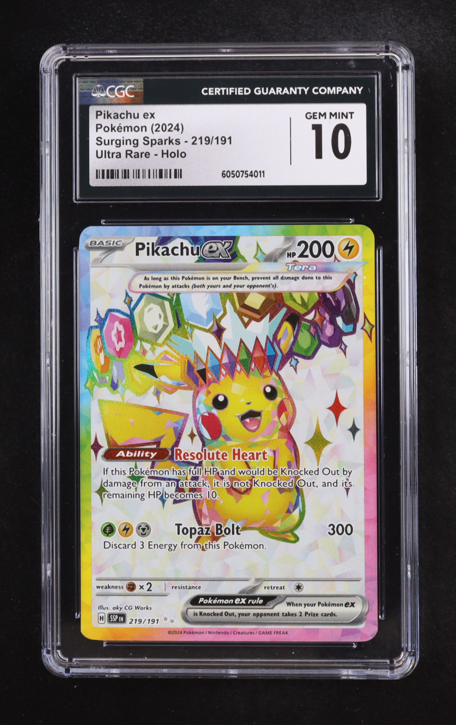Pikachu ex 2024 Pokemon Scarlet and Violet Surging Sparks #219 Holo (CGC 10) at PristineAuction.com Pikachu ex 2024 Pokemon Scarlet and Violet Surging Sparks #219 Holo (CGC 10) at PristineAuction.com