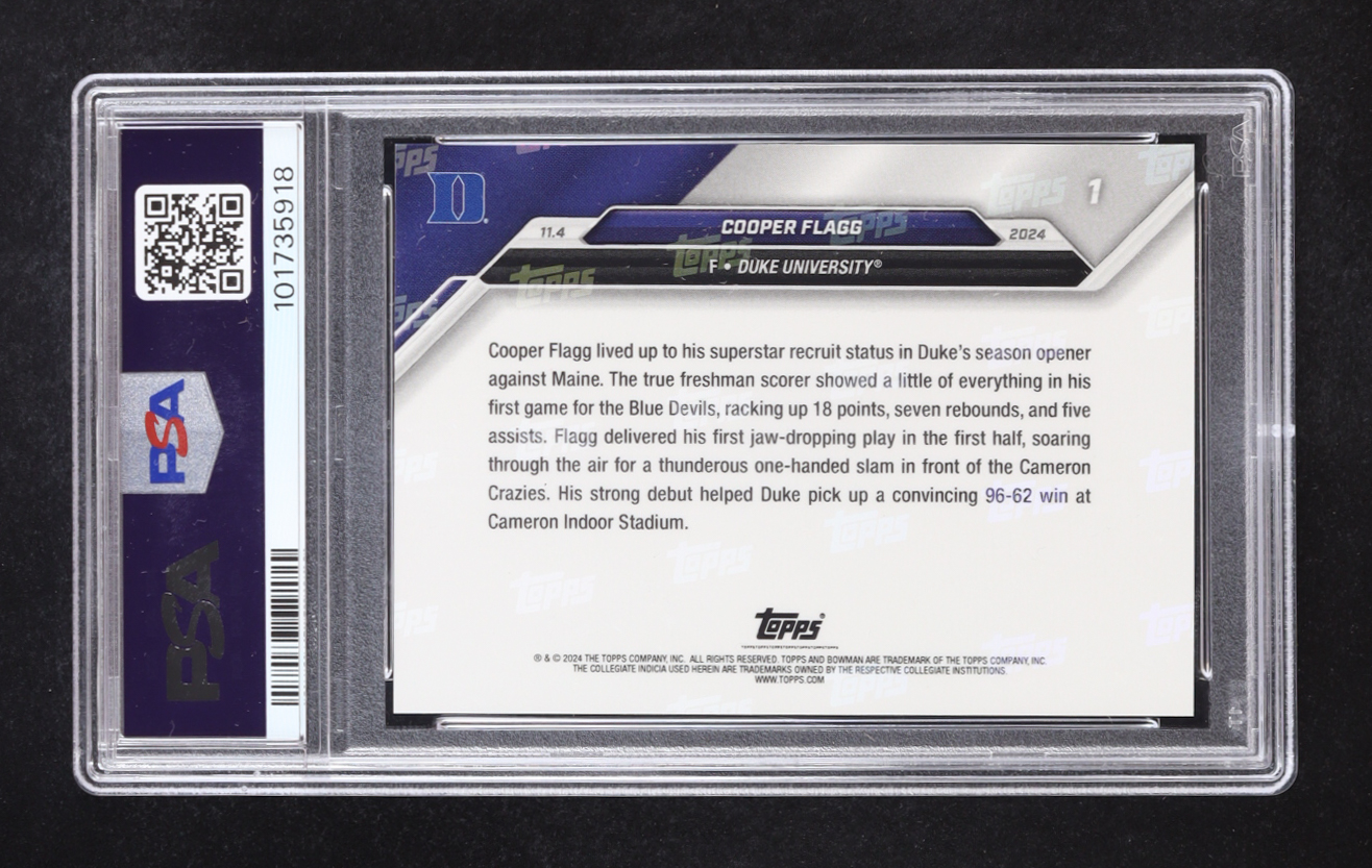 Cooper Flagg 2024 Bowman U Now #1 RC (PSA 10) at PristineAuction.com Cooper Flagg 2024 Bowman U Now #1 RC (PSA 10) at PristineAuction.com
