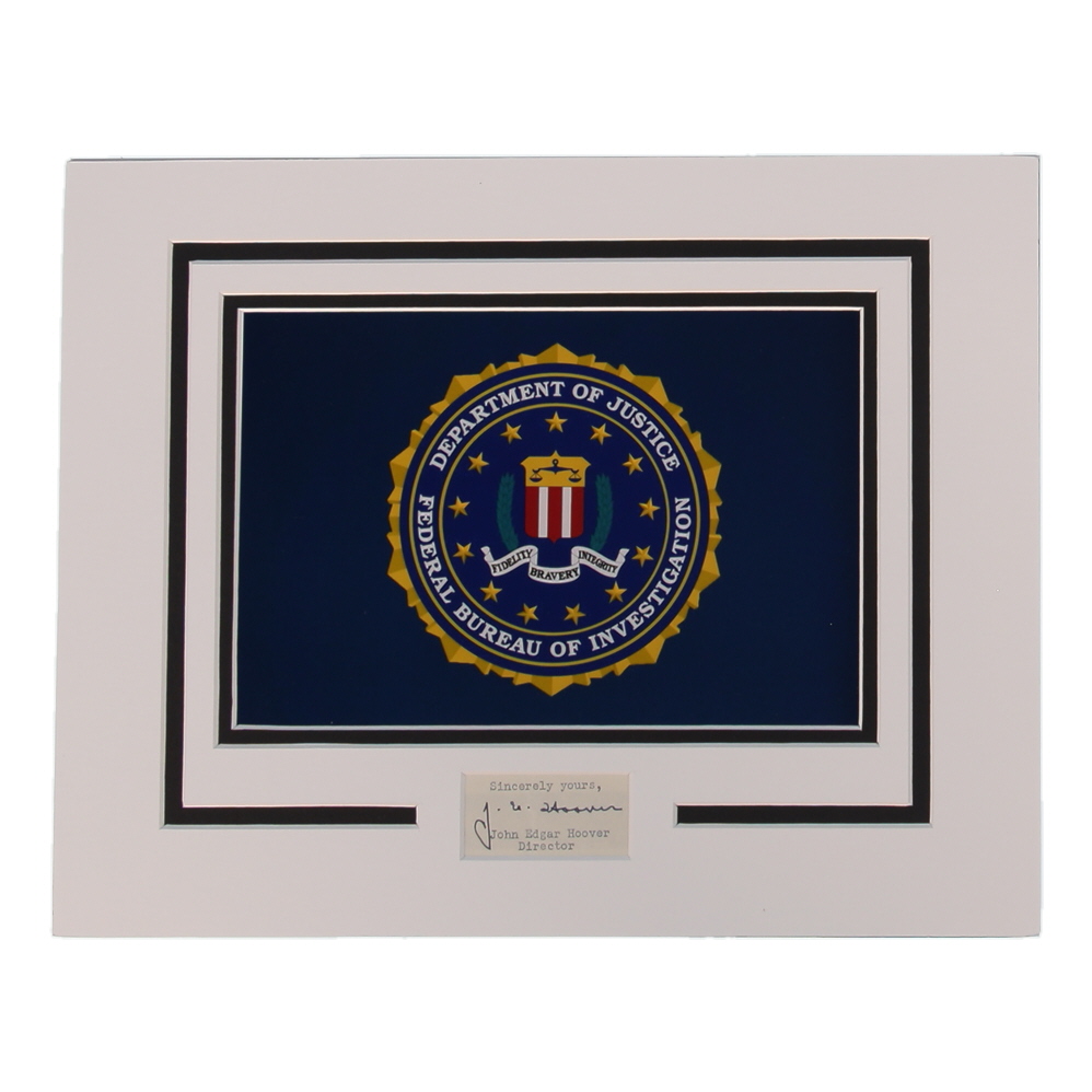 J. Edgar Hoover Signed Custom Matted Cut Display (AutographCOA) at PristineAuction.com J. Edgar Hoover Signed Custom Matted Cut Display (AutographCOA) at PristineAuction.com