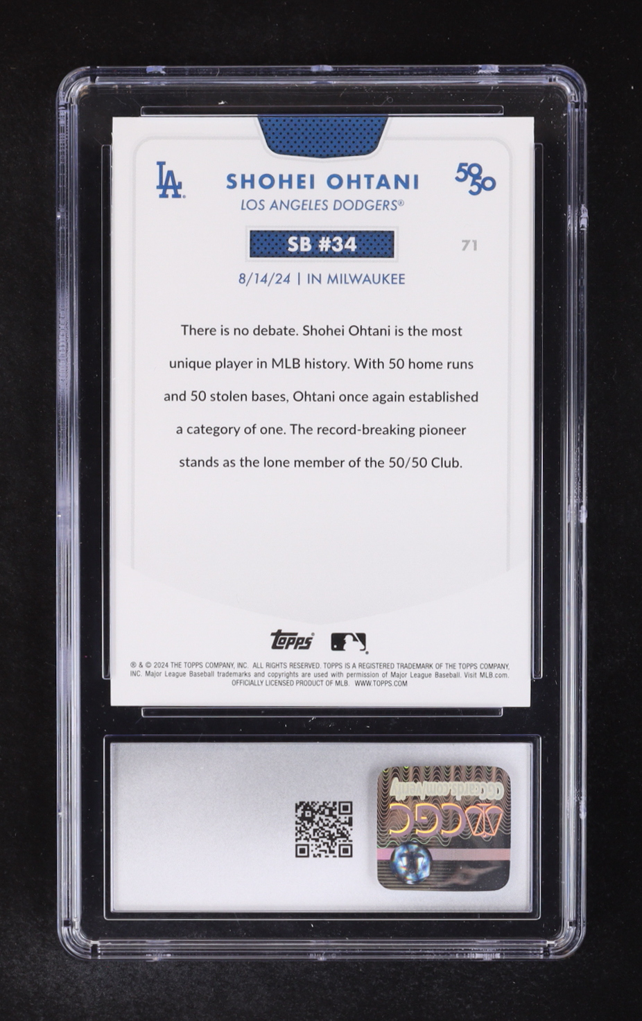 Shohei Ohtani 2024 Topps 50/50 #71 (CGC 10) at PristineAuction.com Shohei Ohtani 2024 Topps 50/50 #71 (CGC 10) at PristineAuction.com