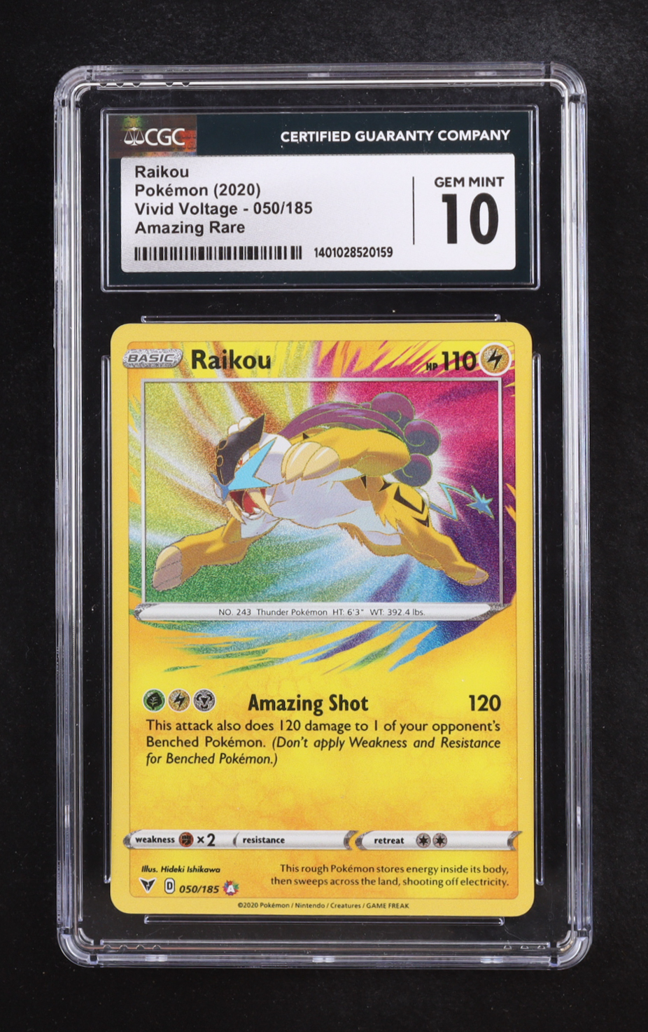 Raikou 2020 Pokemon Sword and Shield Vivid Voltage #050 (CGC 10) at PristineAuction.com Raikou 2020 Pokemon Sword and Shield Vivid Voltage #050 (CGC 10) at PristineAuction.com
