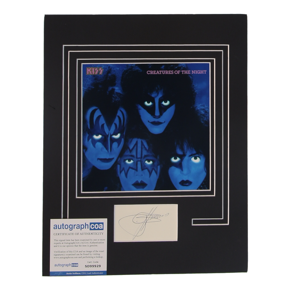 Gene Simmons Signed "Creatures Of The Night" Custom Matted Cut Display (AutographCOA) at PristineAuction.com Gene Simmons Signed "Creatures Of The Night" Custom Matted Cut Display (AutographCOA) at PristineAuction.com