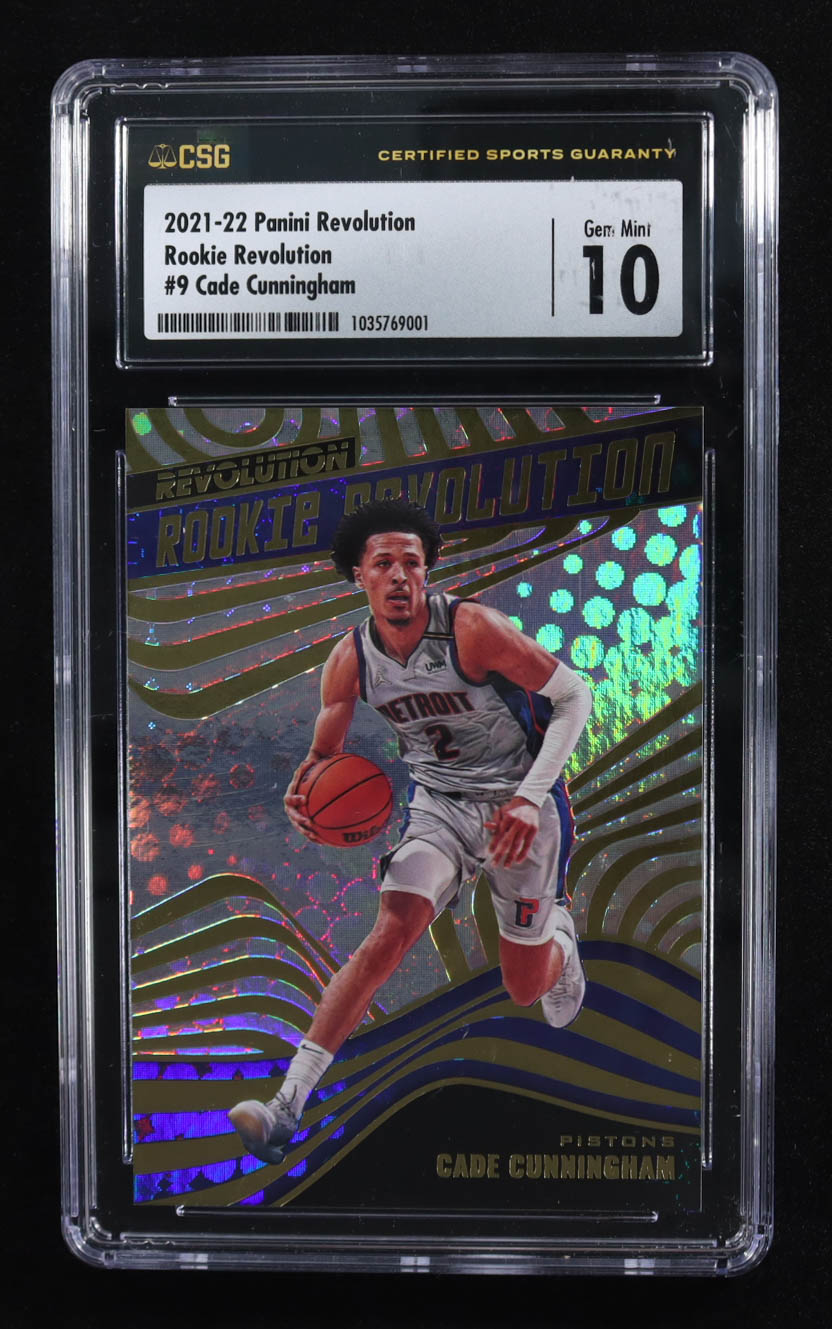 Cade Cunningham 2021-22 Panini Revolution Rookie Revolution #9 RC (CSG 10) at PristineAuction.com Cade Cunningham 2021-22 Panini Revolution Rookie Revolution #9 RC (CSG 10) at PristineAuction.com