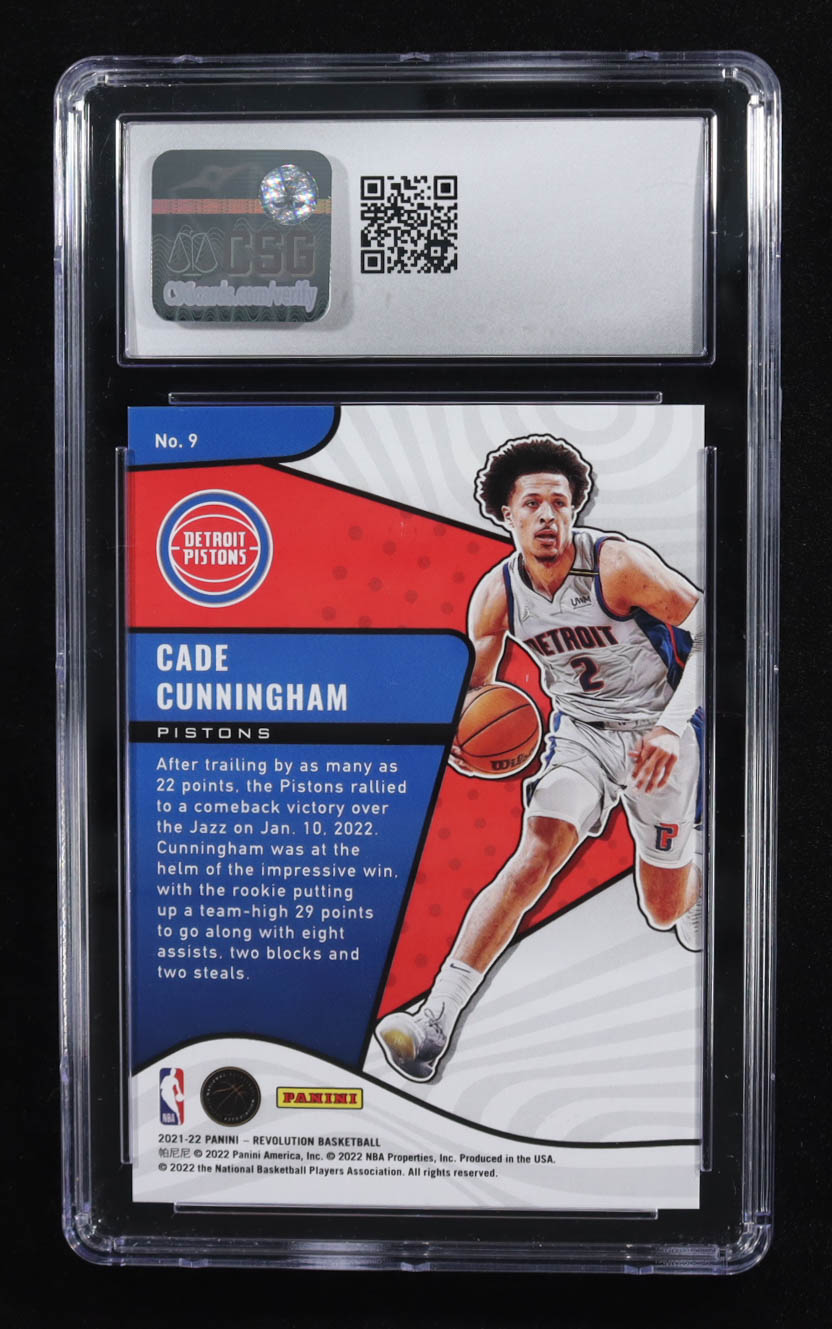 Cade Cunningham 2021-22 Panini Revolution Rookie Revolution #9 RC (CSG 10) at PristineAuction.com Cade Cunningham 2021-22 Panini Revolution Rookie Revolution #9 RC (CSG 10) at PristineAuction.com