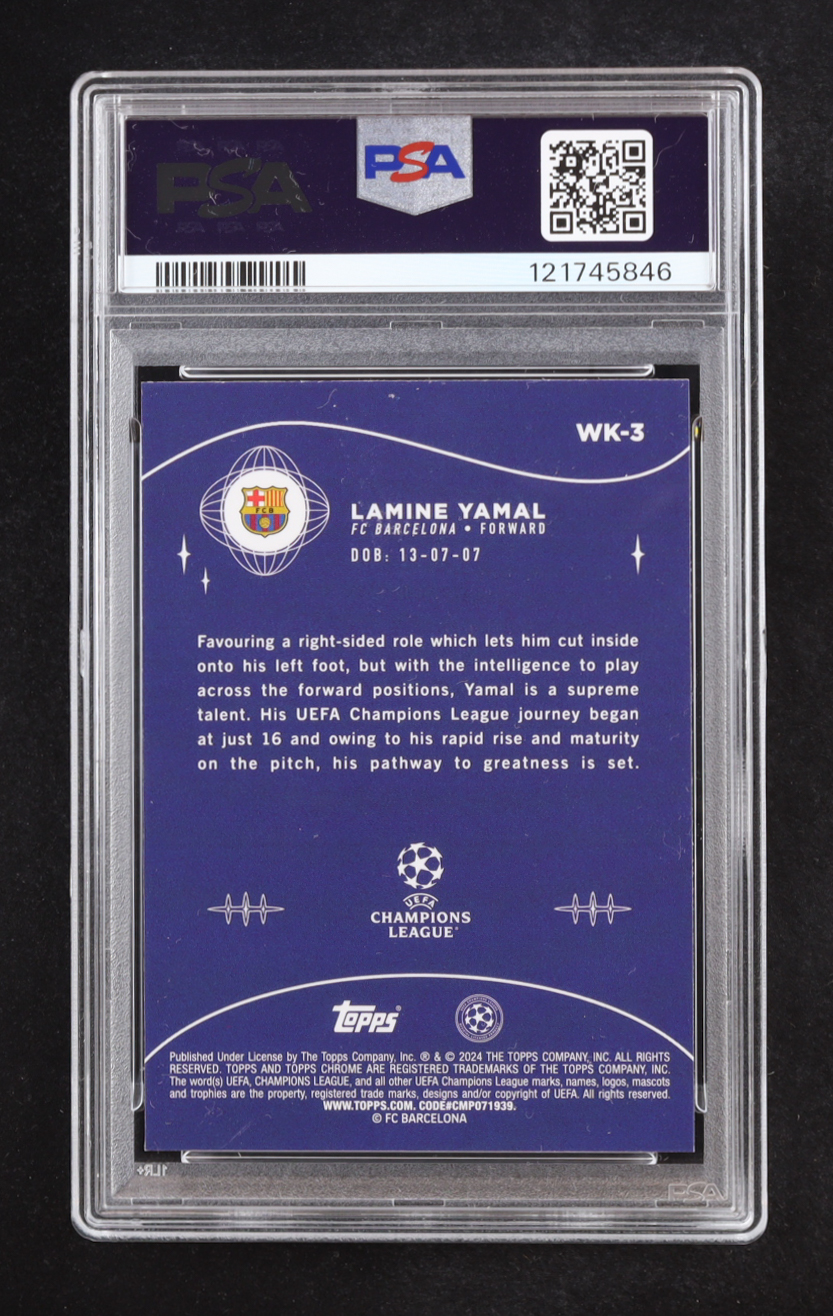 Lamine Yamal 2023-24 Topps Chrome UCC Wonderkids #WK3 RC (PSA 10) at PristineAuction.com Lamine Yamal 2023-24 Topps Chrome UCC Wonderkids #WK3 RC (PSA 10) at PristineAuction.com