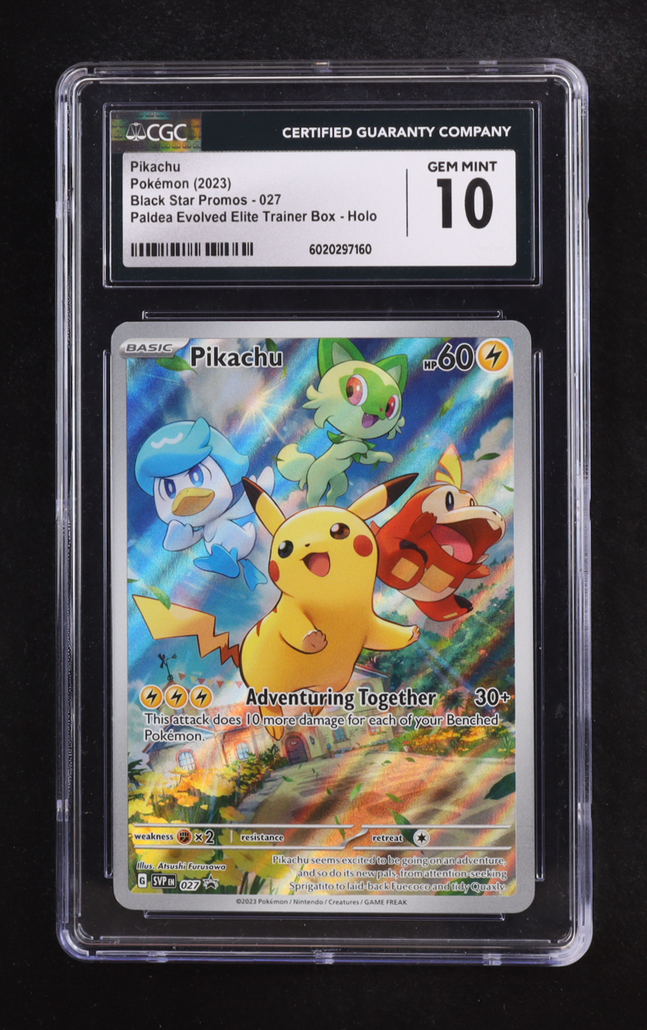Pikachu 2023 Pokemon Black Star Promos #27 Holo (CGC 10) at PristineAuction.com Pikachu 2023 Pokemon Black Star Promos #27 Holo (CGC 10) at PristineAuction.com