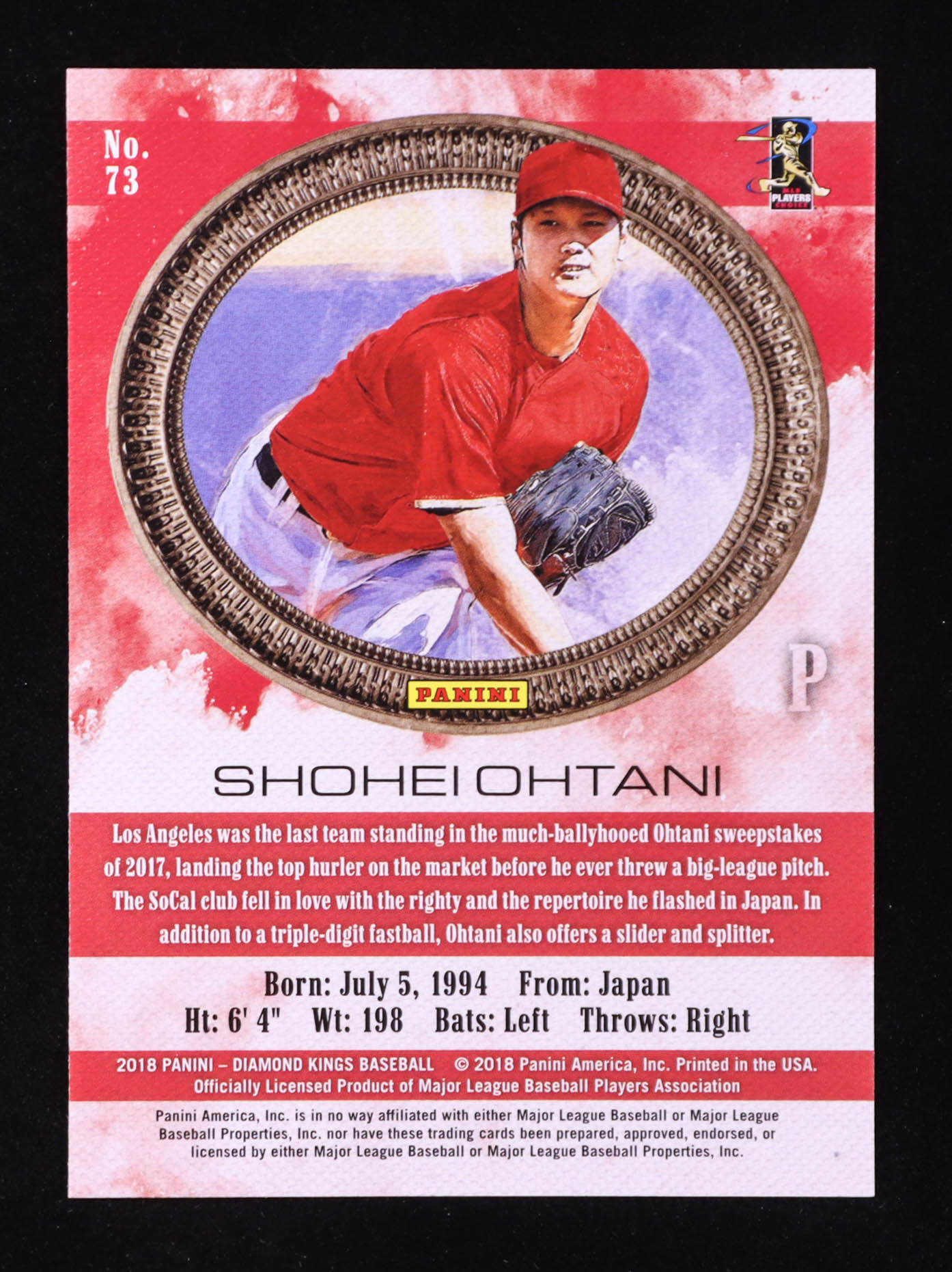 Shohei Ohtani 2018 Diamond Kings #73 RC at PristineAuction.com Shohei Ohtani 2018 Diamond Kings #73 RC at PristineAuction.com