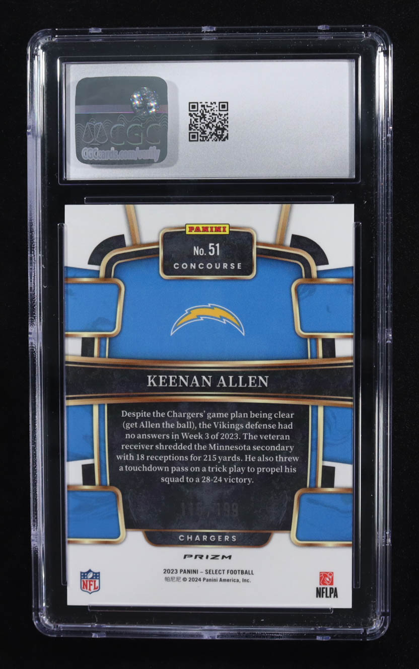 Keenan Allen 2023 Select Prizm Blue #51 #115/199 (CGC 10) at PristineAuction.com Keenan Allen 2023 Select Prizm Blue #51 #115/199 (CGC 10) at PristineAuction.com