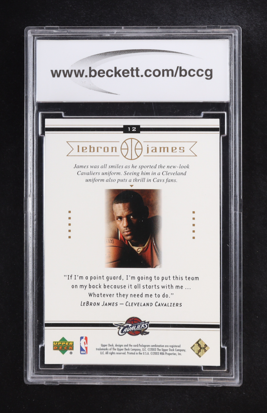 Lebron James 2003 Upper Deck Lebron James Box Set #12 RC (BCCG 10) at PristineAuction.com Lebron James 2003 Upper Deck Lebron James Box Set #12 RC (BCCG 10) at PristineAuction.com
