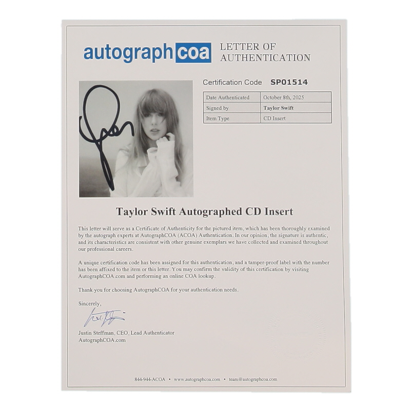 Taylor Swift Signed "The Tortured Poets Department" 11x14 Custom Matted CD Insert Display (ACOA) at PristineAuction.com Taylor Swift Signed "The Tortured Poets Department" 11x14 Custom Matted CD Insert Display (ACOA) at PristineAuction.com