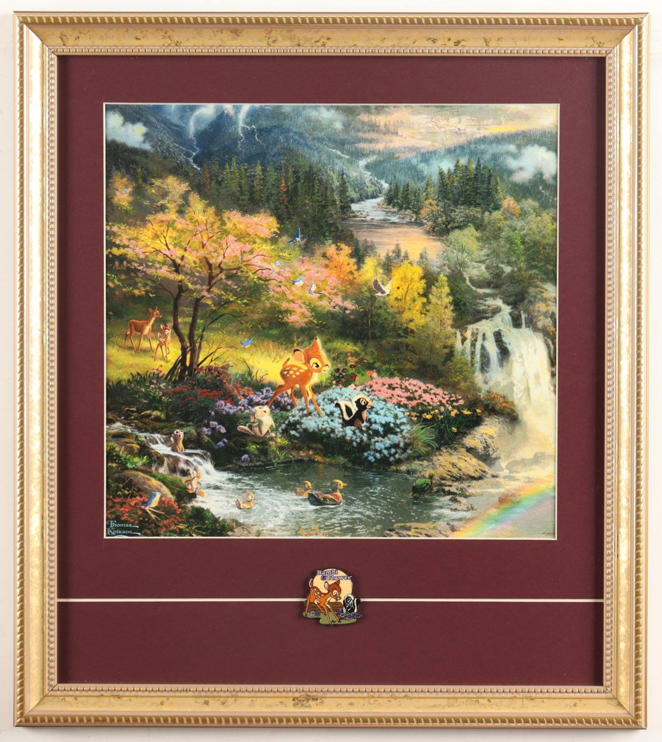 Thomas Kinkade Walt Disney's "Bambi" Custom Framed Print Display with Retired Bambi Pin at PristineAuction.com Thomas Kinkade Walt Disney's "Bambi" Custom Framed Print Display with Retired Bambi Pin at PristineAuction.com
