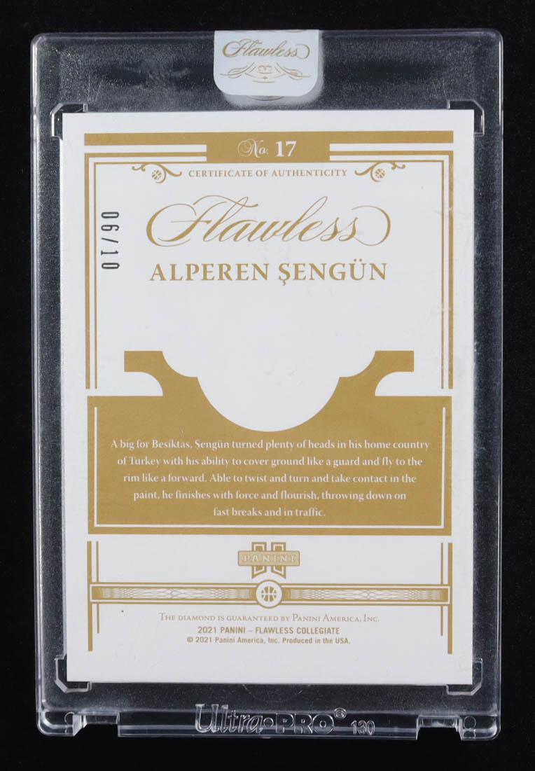 Alperen Sengun 2021-22 Panini Flawless Collegiate Gold #17 #6/10 RC at PristineAuction.com Alperen Sengun 2021-22 Panini Flawless Collegiate Gold #17 #6/10 RC at PristineAuction.com