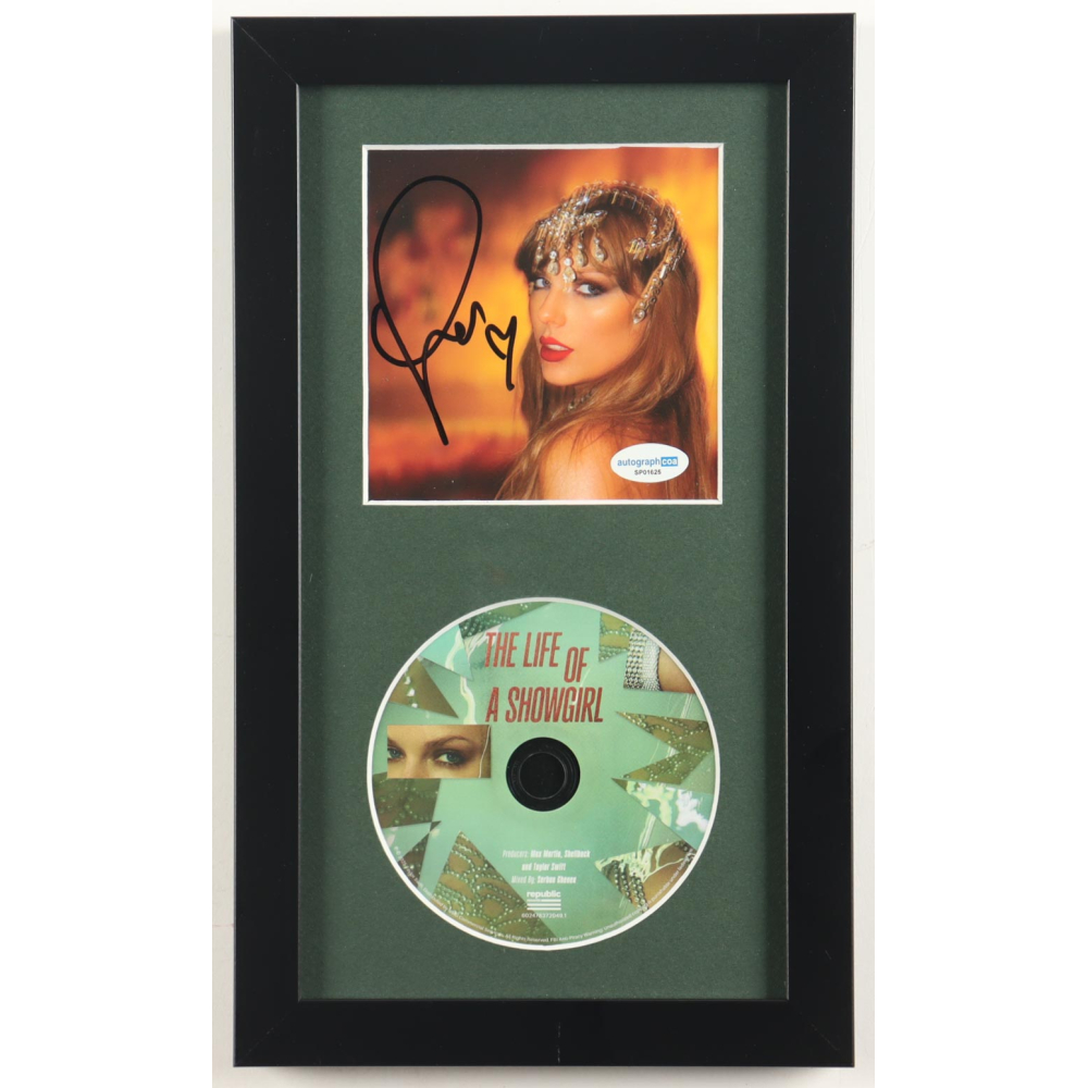 Taylor Swift Signed "The Life of a Showgirl" Custom Framed CD Insert Display (ACOA) at PristineAuction.com
