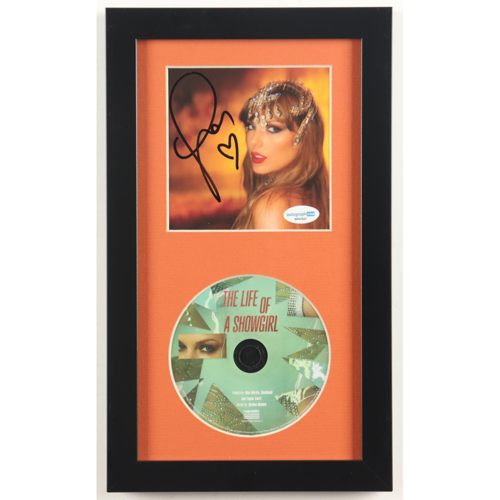 Taylor Swift Signed "The Life of a Showgirl" Custom Framed CD Insert Display (ACOA) at PristineAuction.com