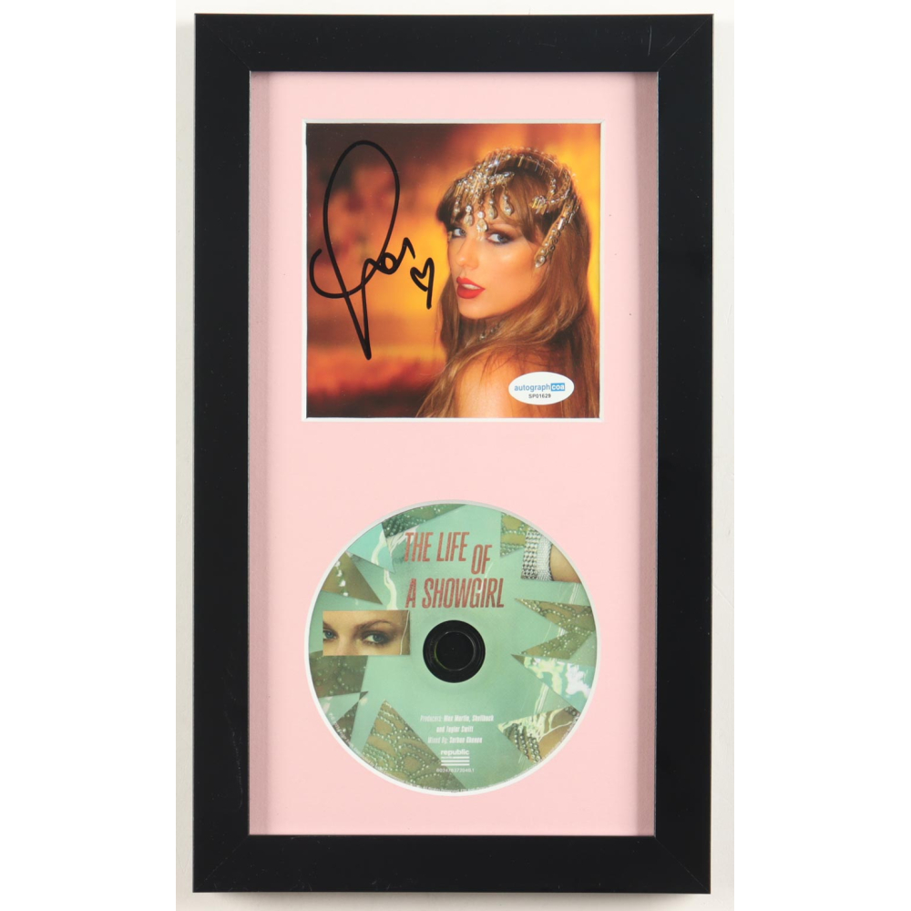 Taylor Swift Signed "The Life of a Showgirl" Custom Framed CD Insert Display (ACOA) at PristineAuction.com Taylor Swift Signed "The Life of a Showgirl" Custom Framed CD Insert Display (ACOA) at PristineAuction.com