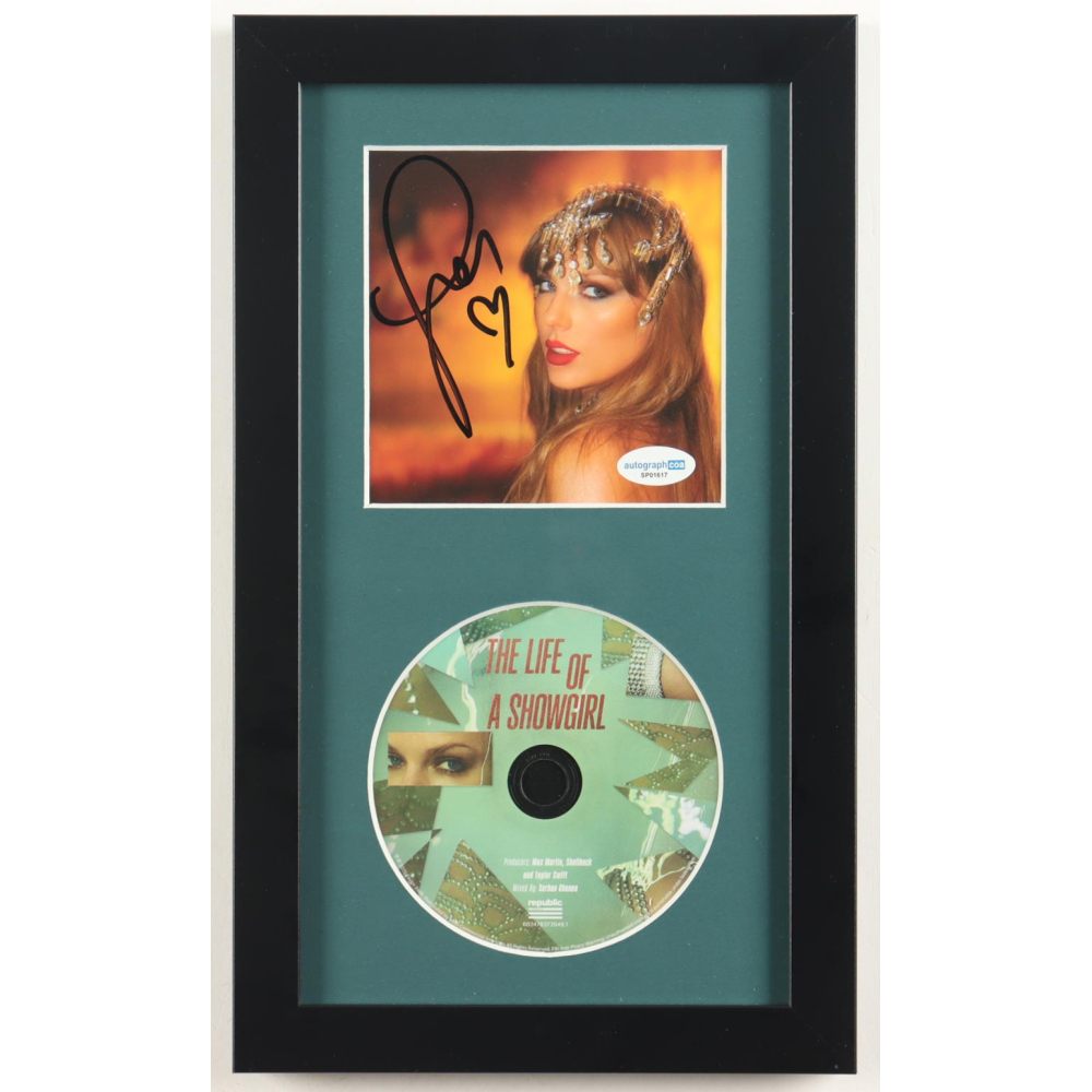 Taylor Swift Signed "The Life of a Showgirl" Custom Framed CD Insert Display (ACOA) at PristineAuction.com