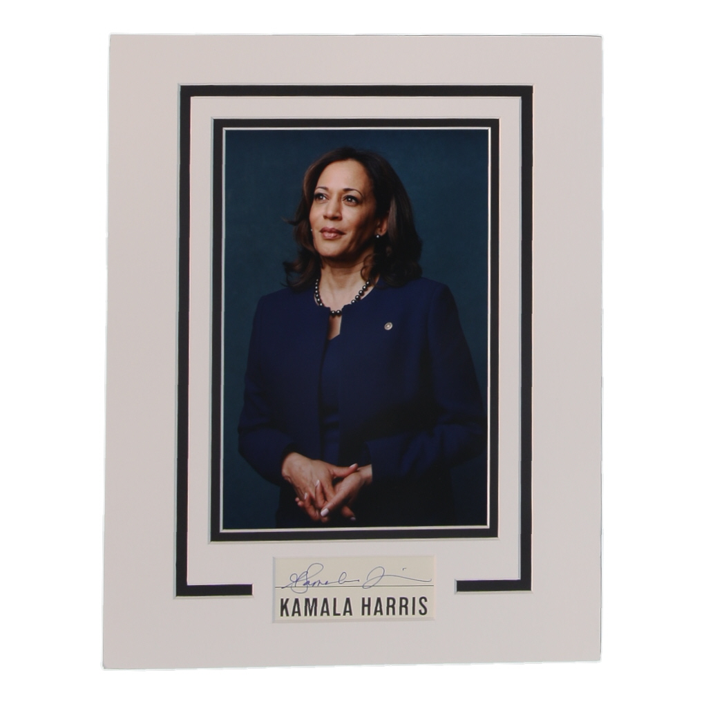Kamala Harris Signed Custom Matted Cut Display (AutographCOA) at PristineAuction.com Kamala Harris Signed Custom Matted Cut Display (AutographCOA) at PristineAuction.com