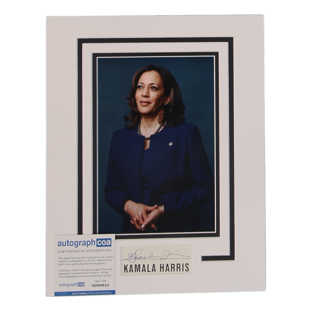 Kamala Harris Signed Custom Matted Cut Display (AutographCOA) at PristineAuction.com Kamala Harris Signed Custom Matted Cut Display (AutographCOA) at PristineAuction.com